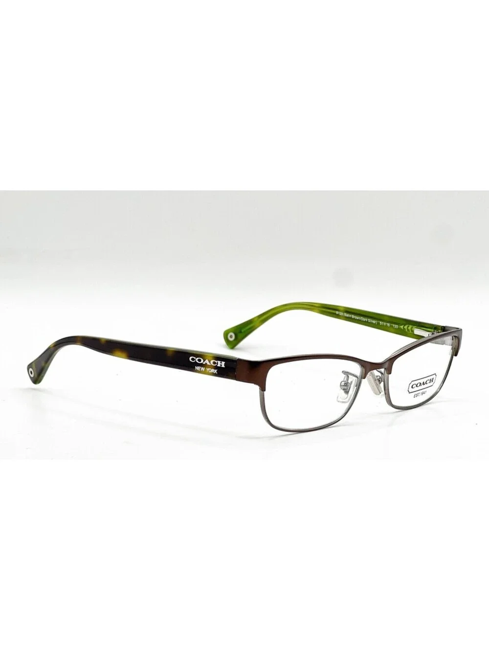 Coach HC 5033 9128 Satin Brown Dark Silver Browline Eyeglass Frames 51-16-135